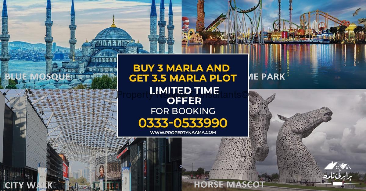 Buy 3 Marla and Get 3.5 Marla Plot Blue World City – Limited Time Offer