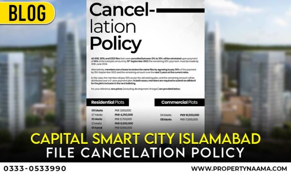 Capital Smart City Islamabad File Cancelation Policy